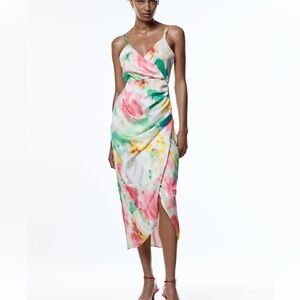 Zara Satin Effect Print Dress